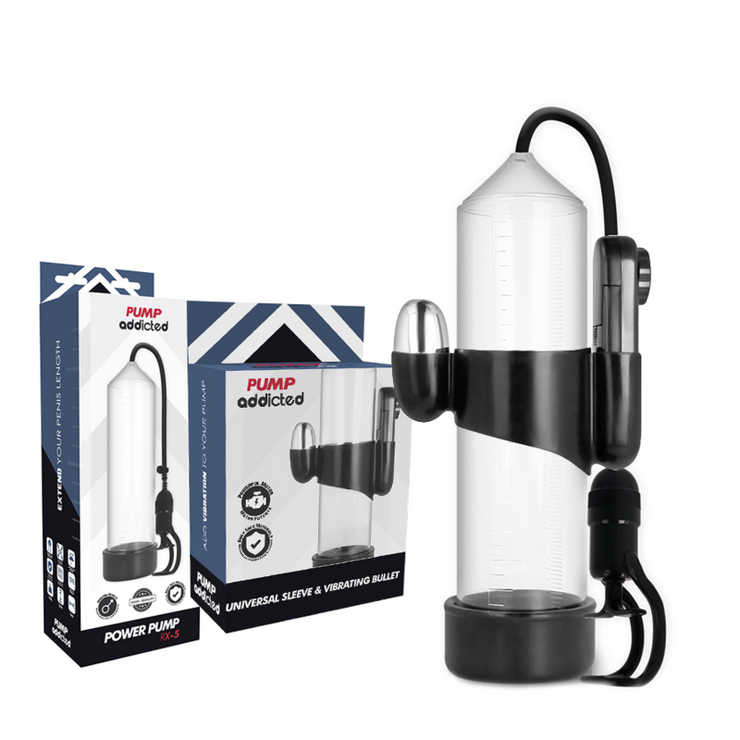 PUMP ADDICTED™ - BOMBA ERECCIÓN RX5 TRANSPARENTE CON VIBRADOR - Pelvia