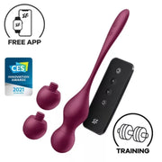 SATISFYER - LOVE BIRDS VARY BOLAS VIBRADORES APP GRATUITA ROJO VINO - Pelvia