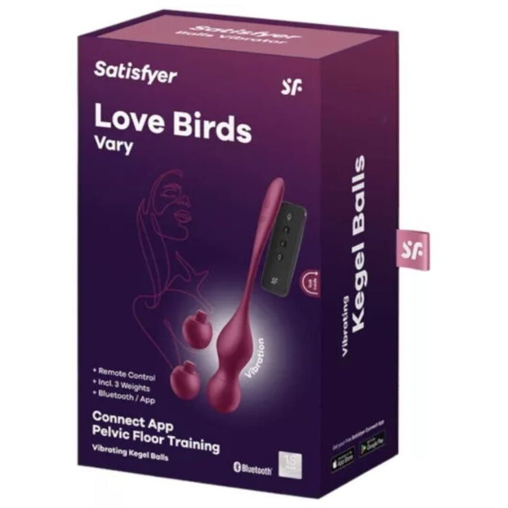 SATISFYER - LOVE BIRDS VARY BOLAS VIBRADORES APP GRATUITA ROJO VINO - Pelvia