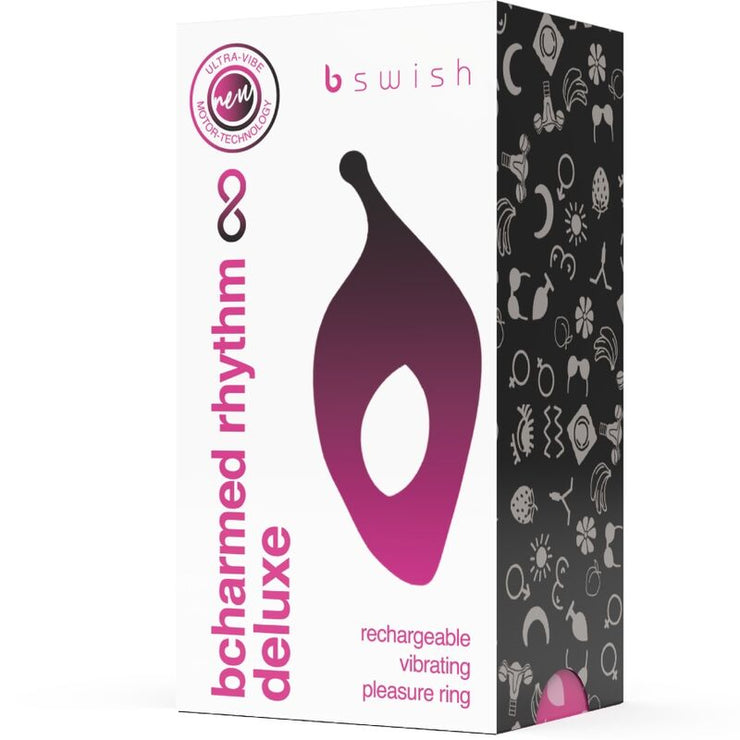 B SWISH - BCHARMED RHYTHM INFINITE DELUXE ANILLO PARA PENE 15 VIBRACIONES NEGRO - Pelvia