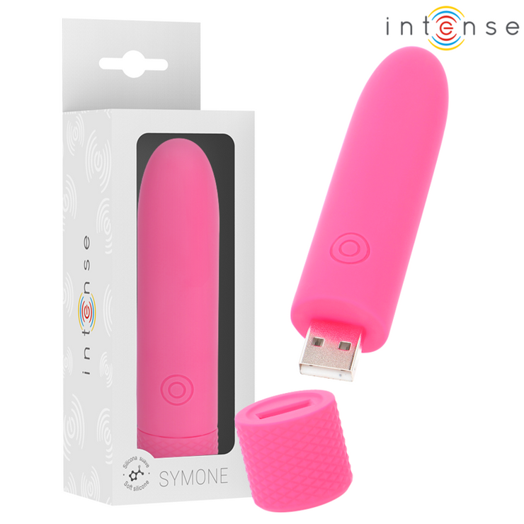 INTENSE - SYMONE BALA VIBRADORA RECARGABLE POR USB 8 VIBRACIONES ROSA 10 X 2.2 CM - Pelvia