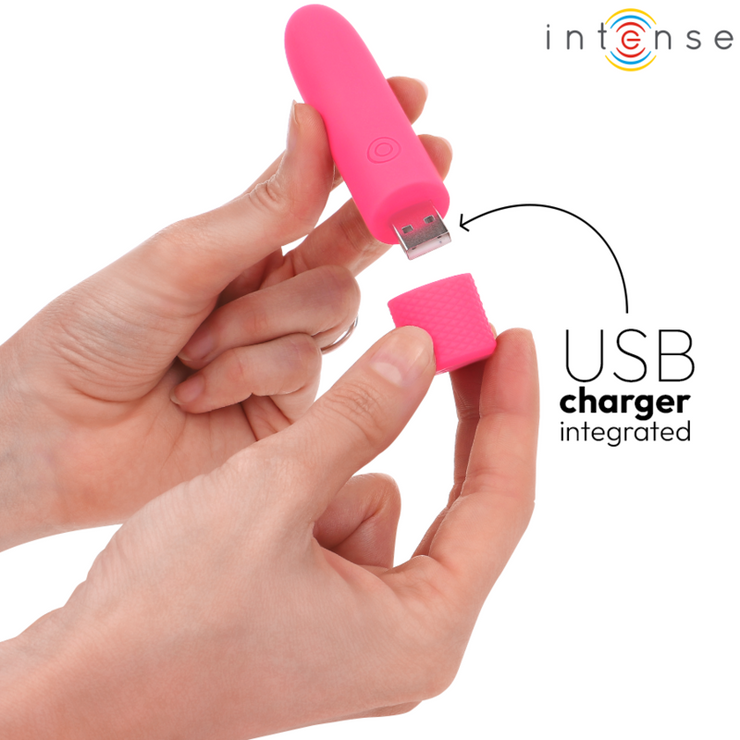 INTENSE - SYMONE BALA VIBRADORA RECARGABLE POR USB 8 VIBRACIONES ROSA 10 X 2.2 CM - Pelvia