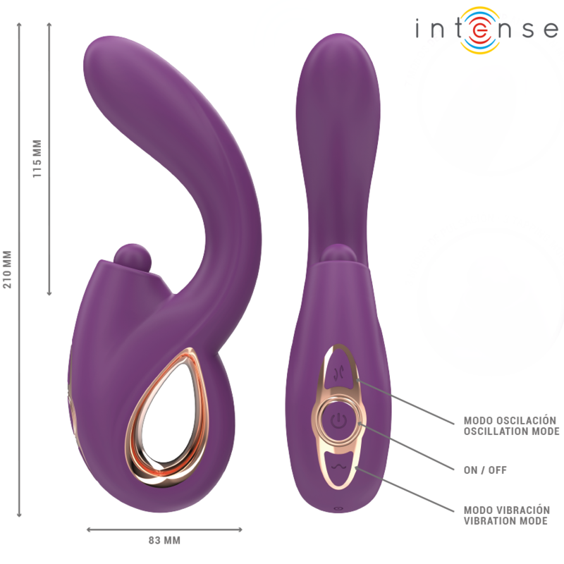 INTENSE - LALI VIBRADOR PUNTO G MULTIFUNCIÓN ESTIMULACIÓN & EMOUJE & VIBRACIÓN MORADO