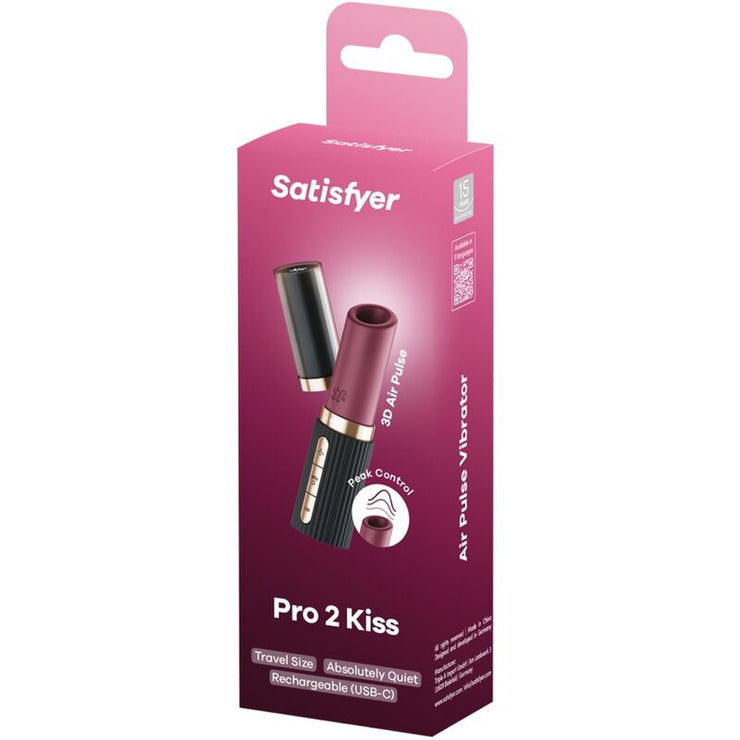 SATISFYER - PRO 2 KISS ESTIMULADOR CLÍTORIS POR ONDAS GRANATE / NEGRO - Pelvia