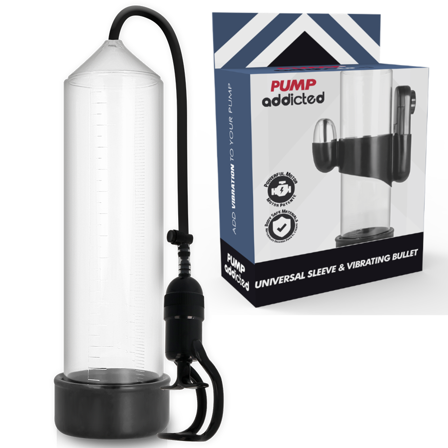 PUMP ADDICTED™ - BOMBA ERECCIÓN RX5 TRANSPARENTE CON VIBRADOR