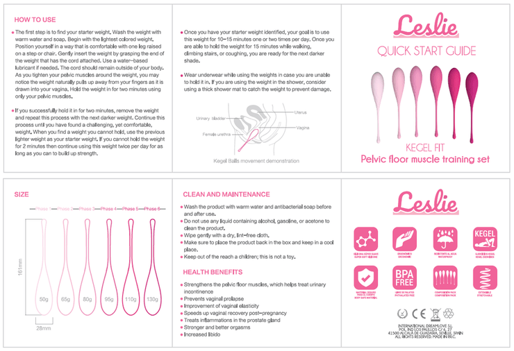 Leslie Kegel fit Set de Pesas Vaginales - Pelvia